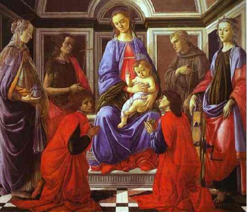 Sandro Botticelli Madonna and Child with Six Saints Norge oil painting art